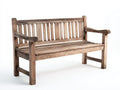 Banco de jardín de madera 160x65x90 cm - acabado natural envejecido - asiento exterior clásico con reposabrazos