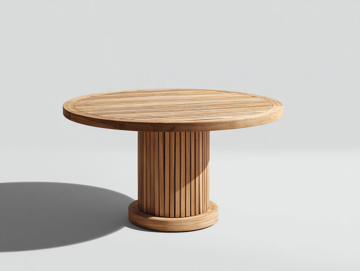 Mesa de jardín de madera 120x120x75 cm - color madera natural - diseño moderno para exterior