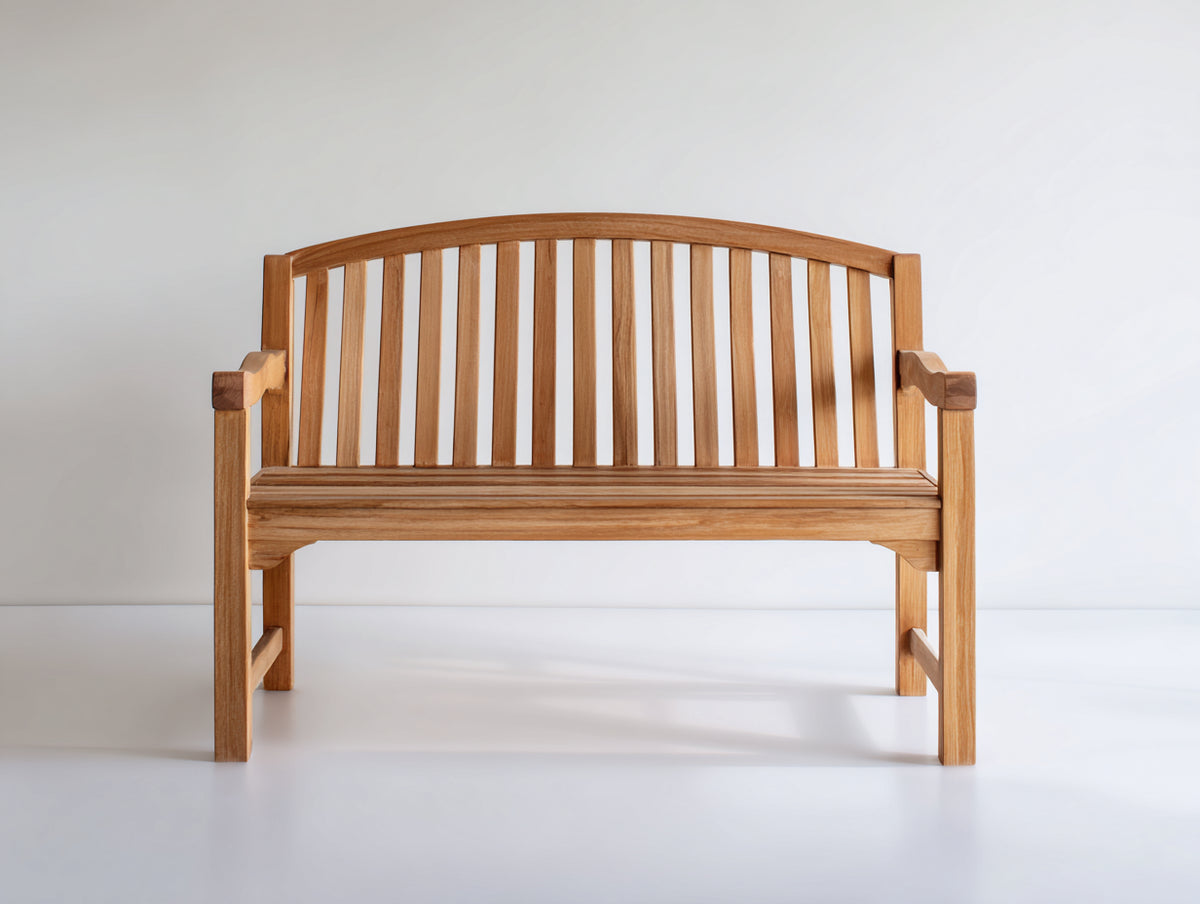 Banco de jardín de madera 170x65x90 cm - acabado natural - asiento exterior clásico con respaldo de listones