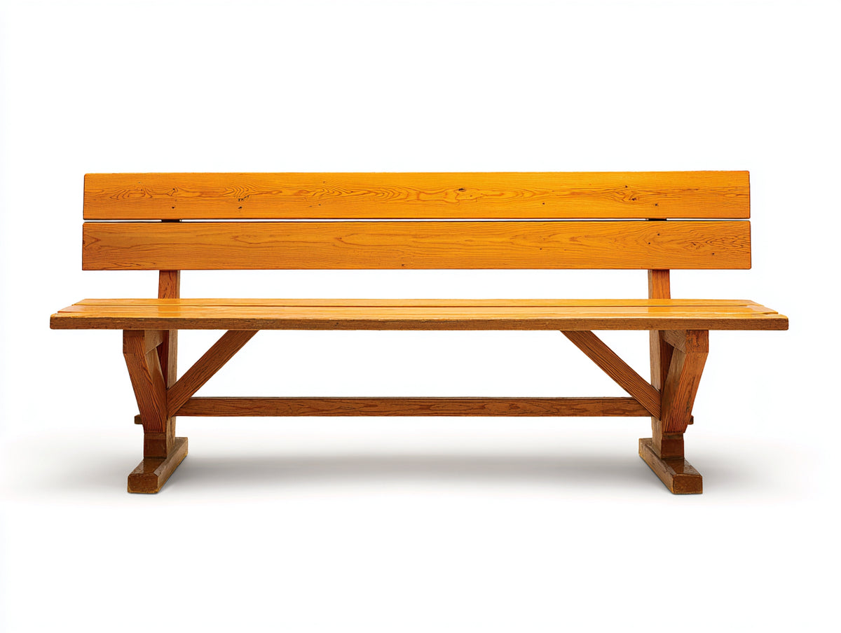 Banco de jardín de madera 200x60x85 cm - acabado natural - asiento exterior resistente con respaldo horizontal