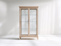 Vitrina de salón de madera y vidrio 90x35x180 cm - color roble claro - diseño moderno