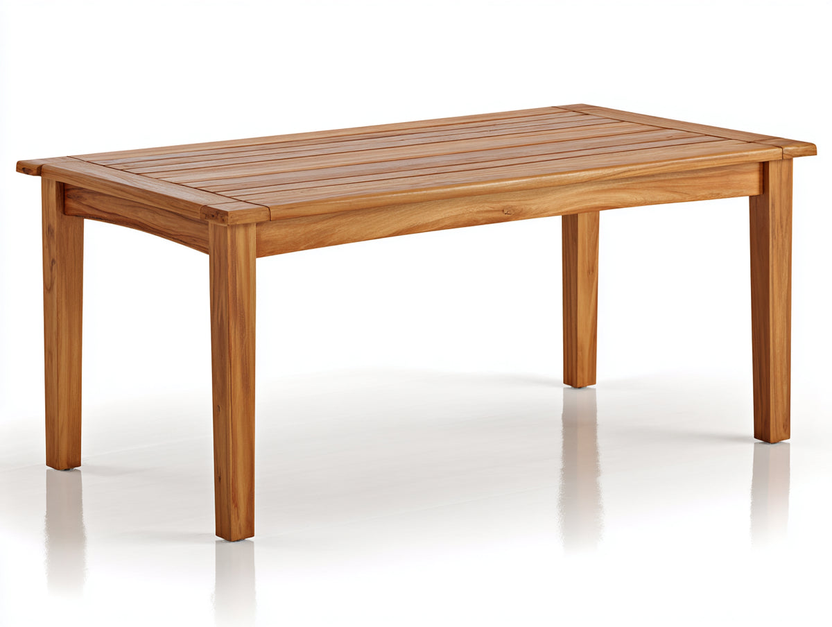Mesa de jardín rectangular de madera 200x100x75 cm - diseño natural para exterior - mesa amplia para terraza y jardín