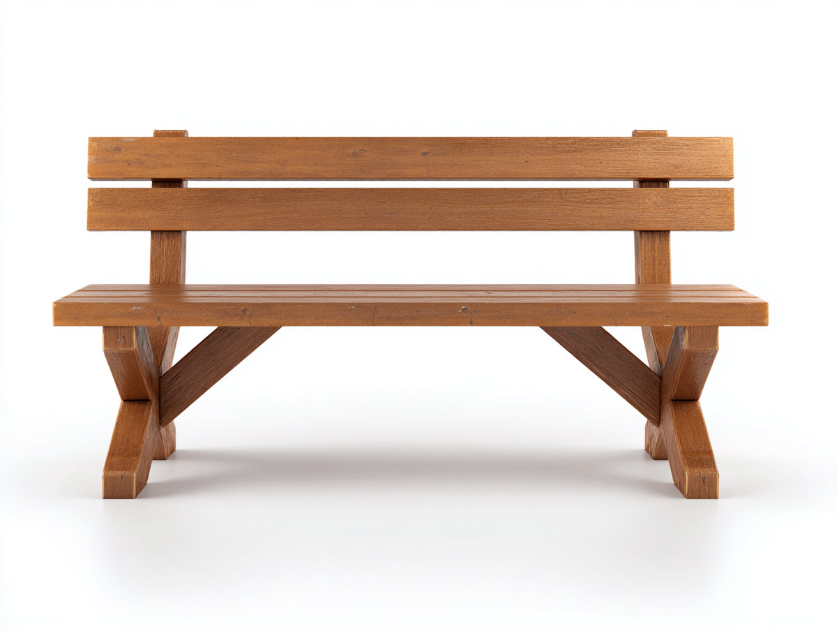 Bancos de jardín de madera 180x60x85 cm - acabado marrón natural - diseño clásico para exterior