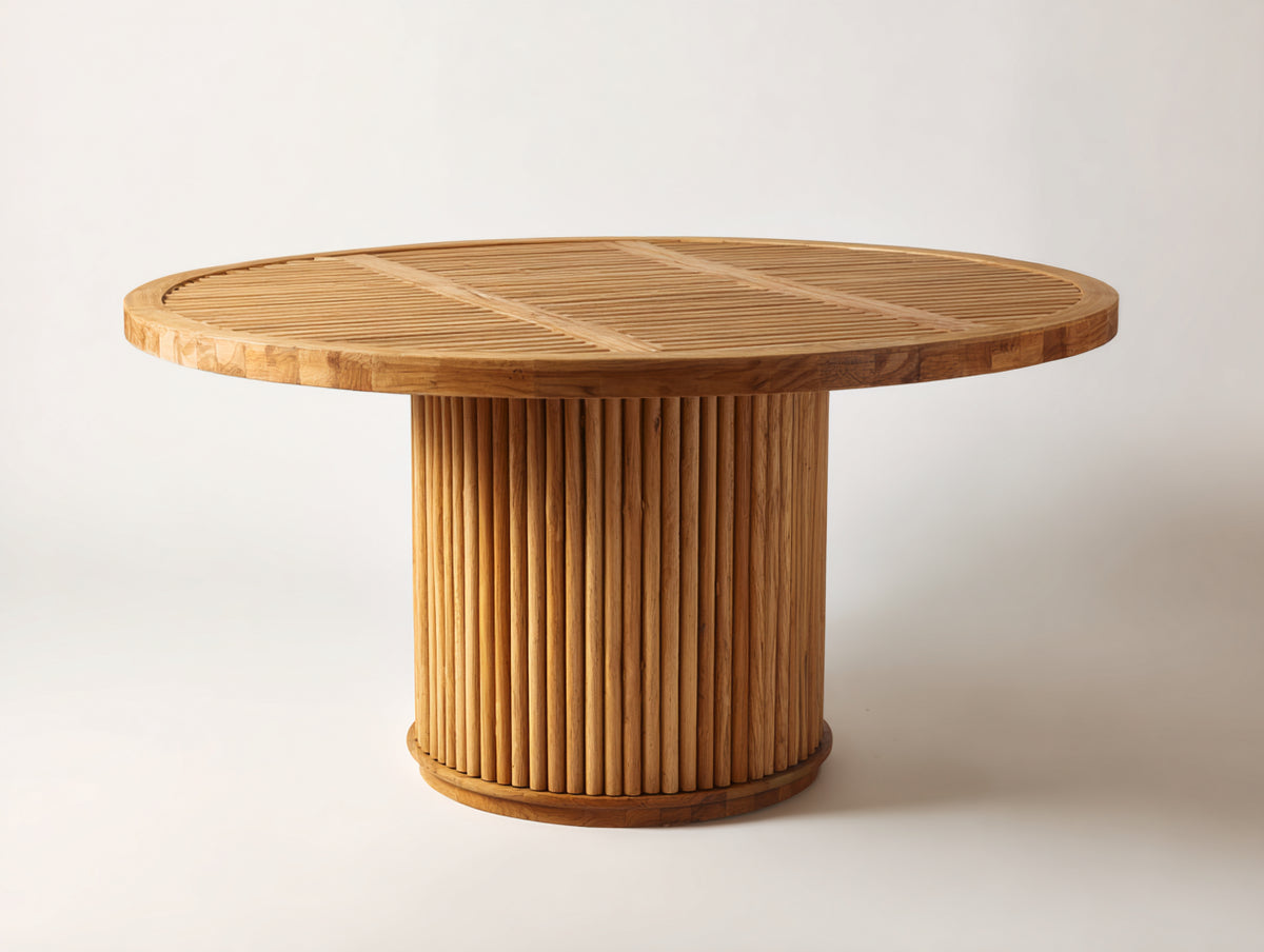 Mesa de jardín de madera 140x140x75 cm - color madera natural - diseño moderno para exterior