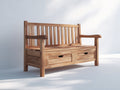 Bancos de jardín de madera 180x65x90 cm - acabado natural - diseño clásico con cajones de almacenamiento