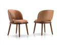 Sillas de comedor tapizadas 55x60x82 cm - acabado marrón claro - diseño curvo moderno y confortable