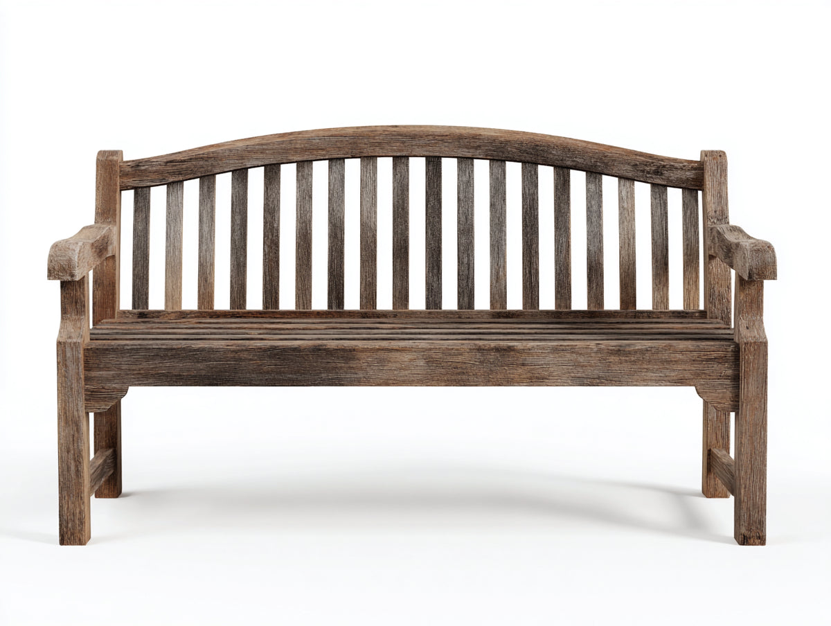 Banco de jardín de madera natural 160x65x95 cm - marrón - diseño clásico con respaldo para exterior