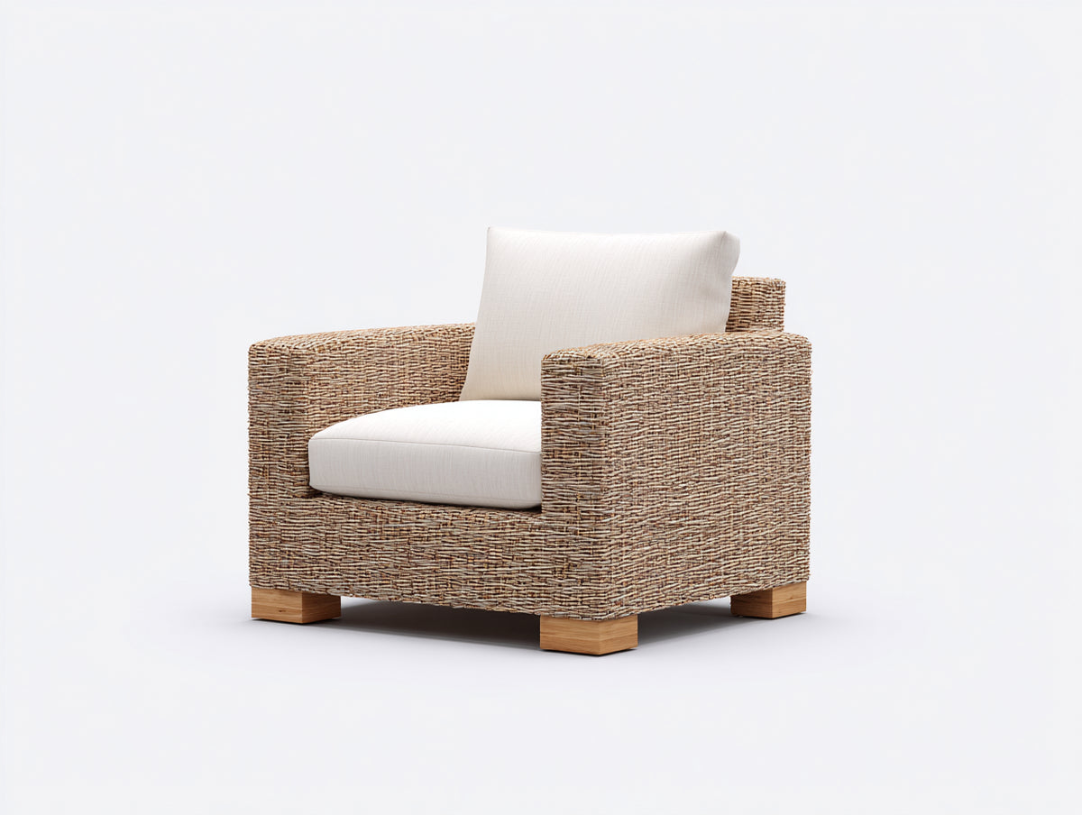 Sillones de ratán 85x80x75 cm - ratán sintético color natural - diseño cómodo para exterior