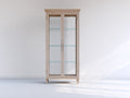 Vitrinas de madera 80x35x180 cm - madera natural - con puertas de cristal y estantes para salón moderno