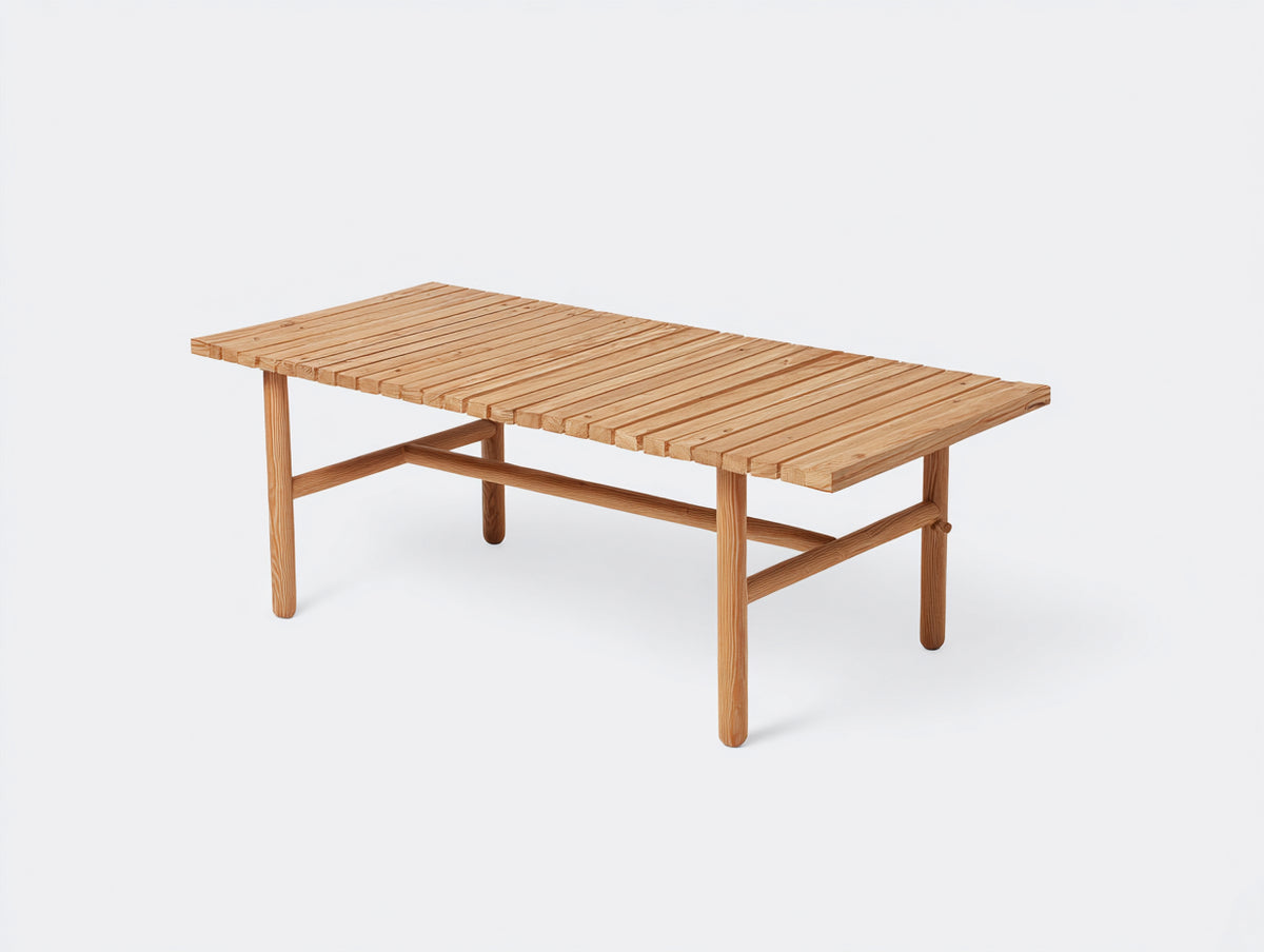 Mesa de jardín de madera 180x90x75 cm - color madera natural - diseño moderno para exterior